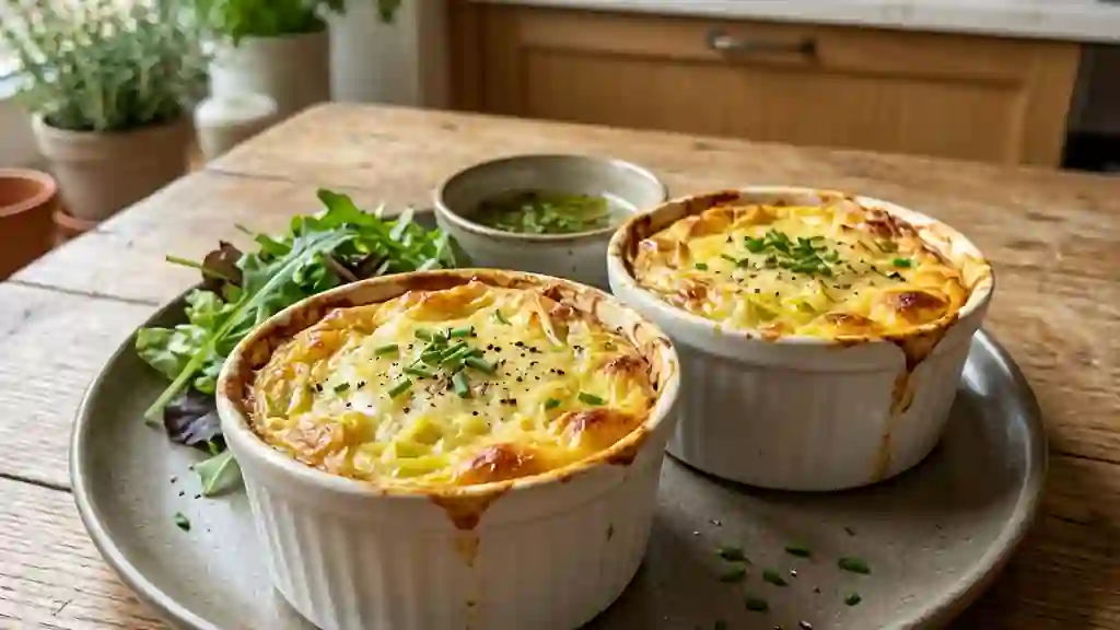 Flan de poireaux fondant et gratiné au fromage - Photo de présentation