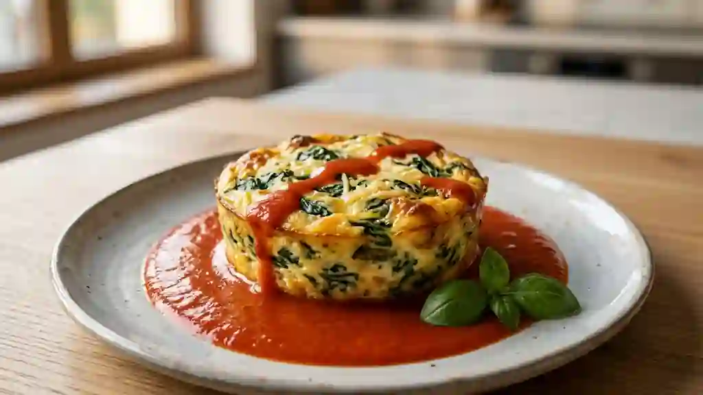 Flan fondant aux épinards et tomate - Photo de présentation