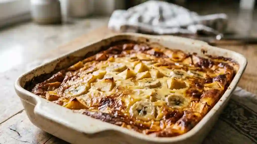 Flan fondant pommes et bananes vanillées - Photo de présentation
