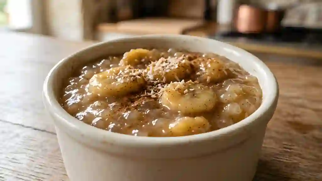Flan fondant tapioca, banane et lait de coco - Photo de présentation