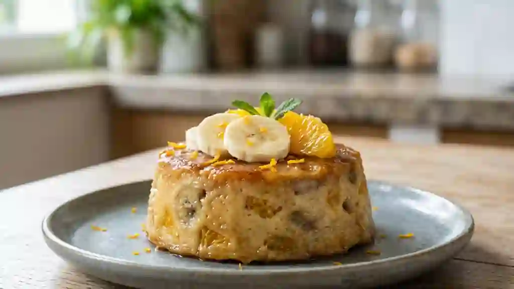 Flan Fondant Banane et Jus d'Orange - Photo de présentation
