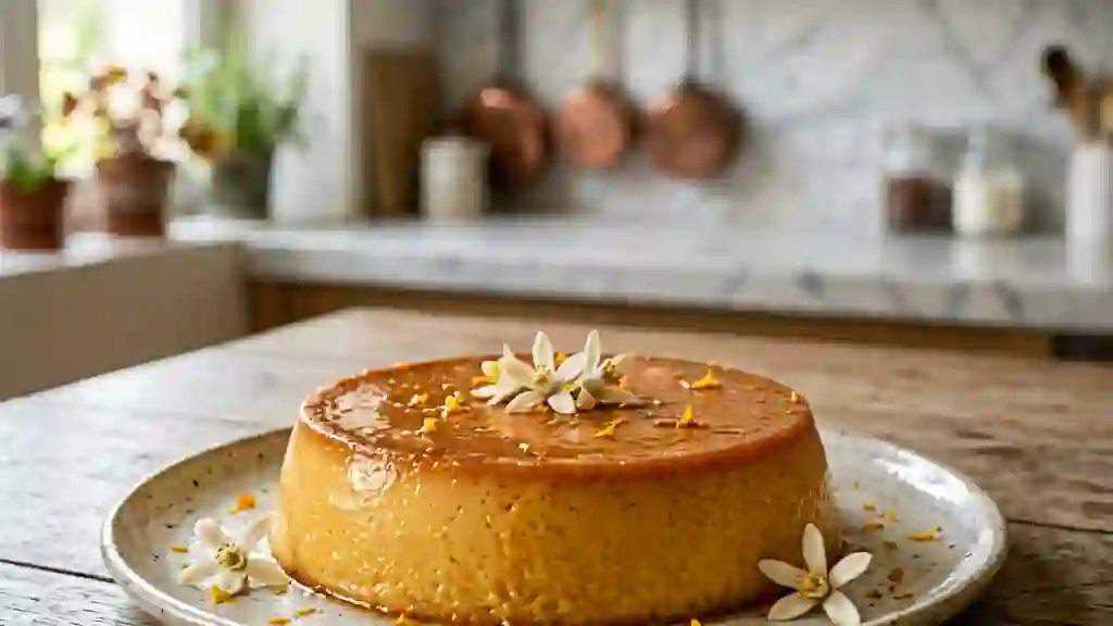 Flan fondant à la fleur d'oranger - Photo de présentation