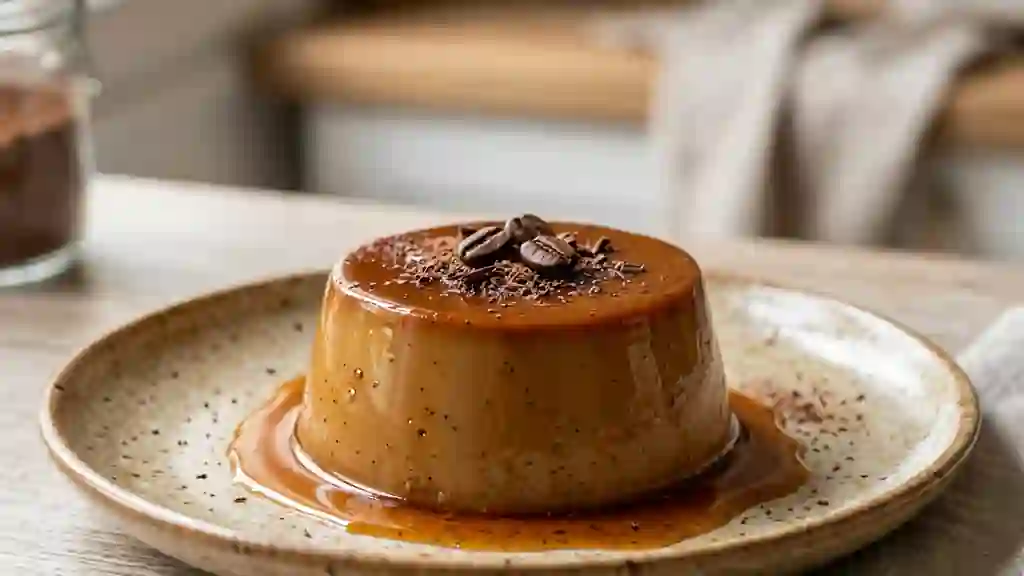 Flan fondant au café intense et vanille - Photo de présentation