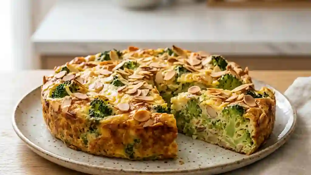 Flan fondant aux brocolis et amandes grillées - Photo de présentation