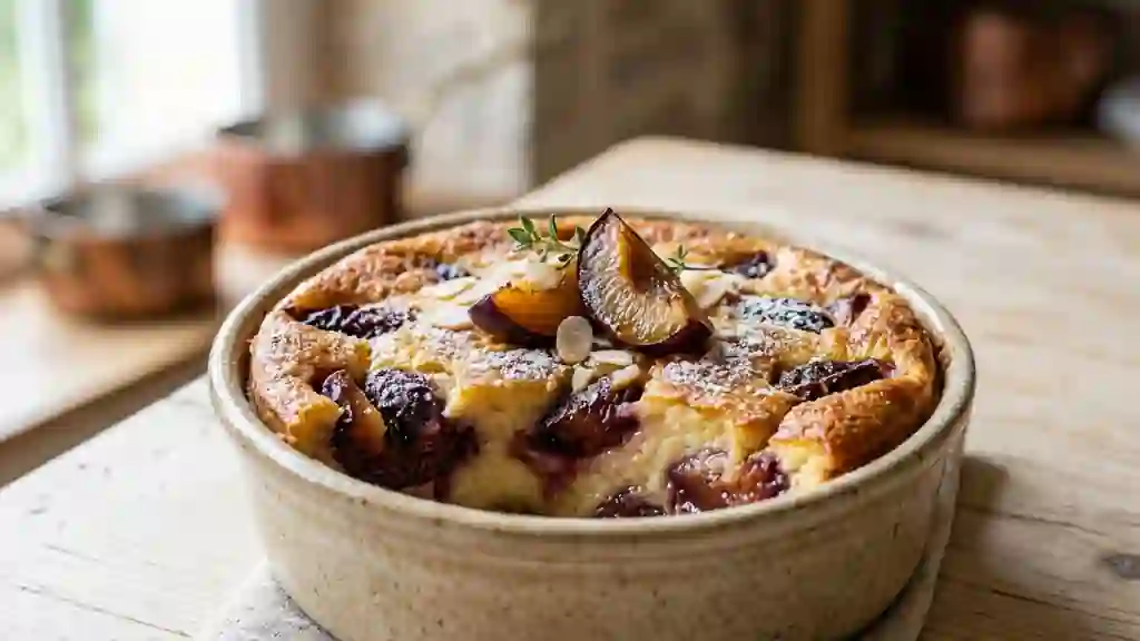 Flan onctueux aux prunes et fromage blanc - Photo de présentation