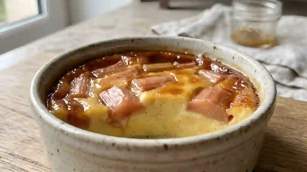 Flan onctueux rhubarbe et caramel blond - Photo de présentation