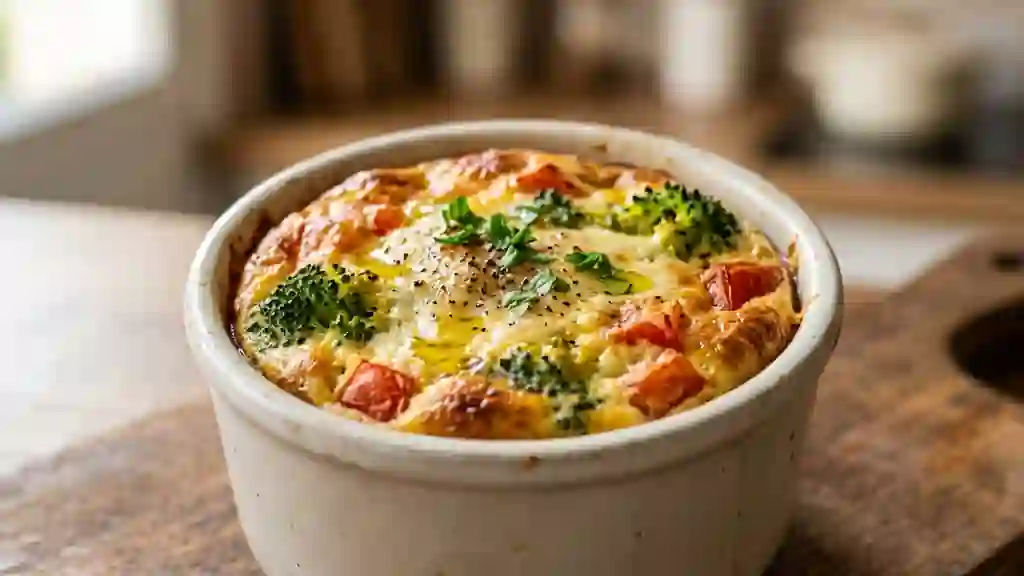 Flan fondant aux brocolis et tomates gratinées - Photo de présentation