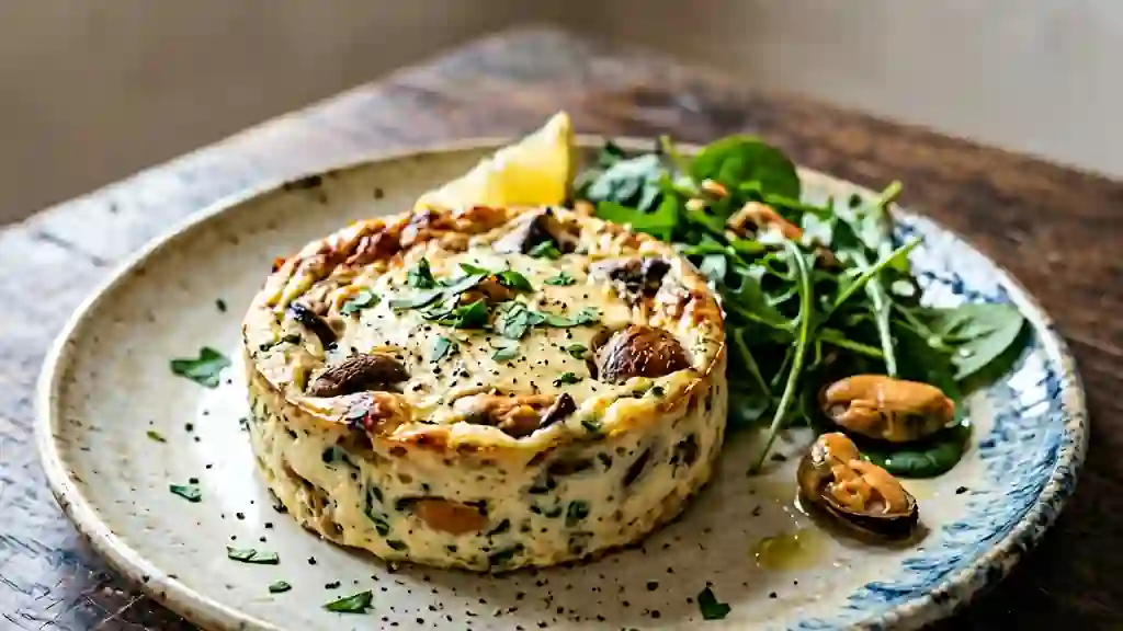Flan fondant aux moules et champignons - Photo de présentation