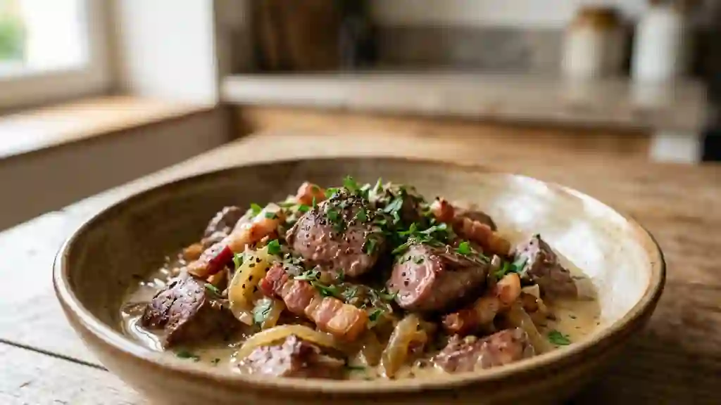 Foie de génisse fondant au bacon croustillant - Photo de présentation