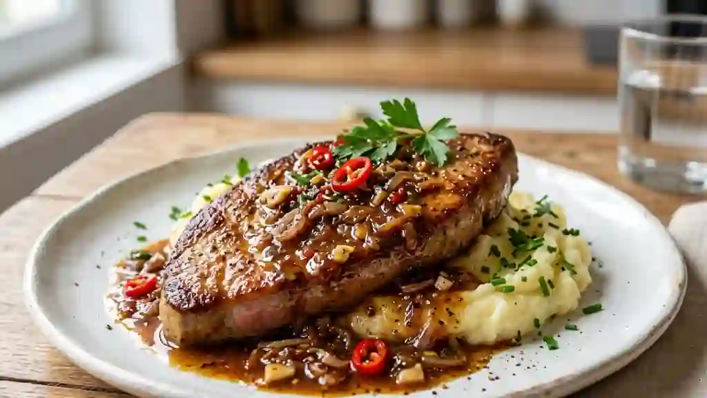 Foie de veau poêlé et sa sauce acidulée - Photo de présentation