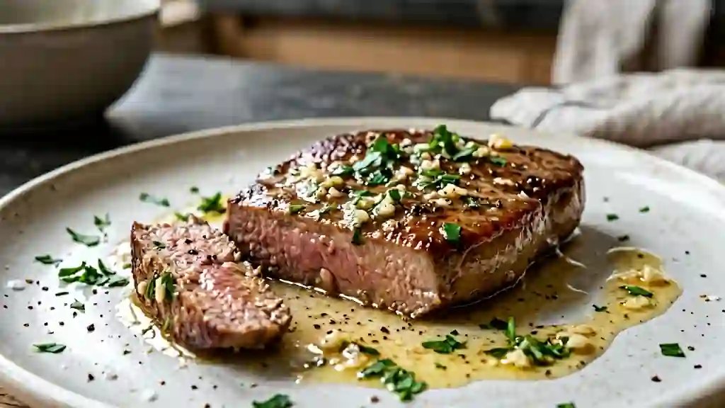 Foie de veau fondant au beurre persillé - Photo de présentation