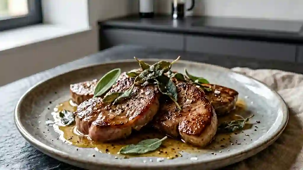 Foie de veau fondant et sa sauge croustillante - Photo de présentation