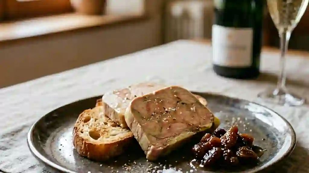 Foie gras fondant infusé au champagne - Photo de présentation