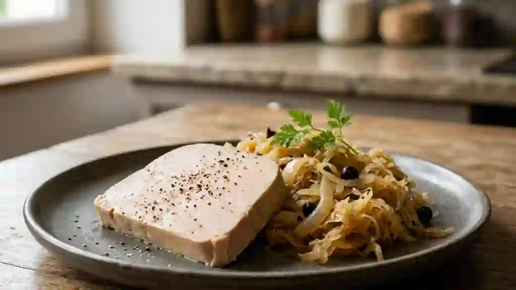 Foie gras onctueux et choucroute acidulée - Photo de présentation