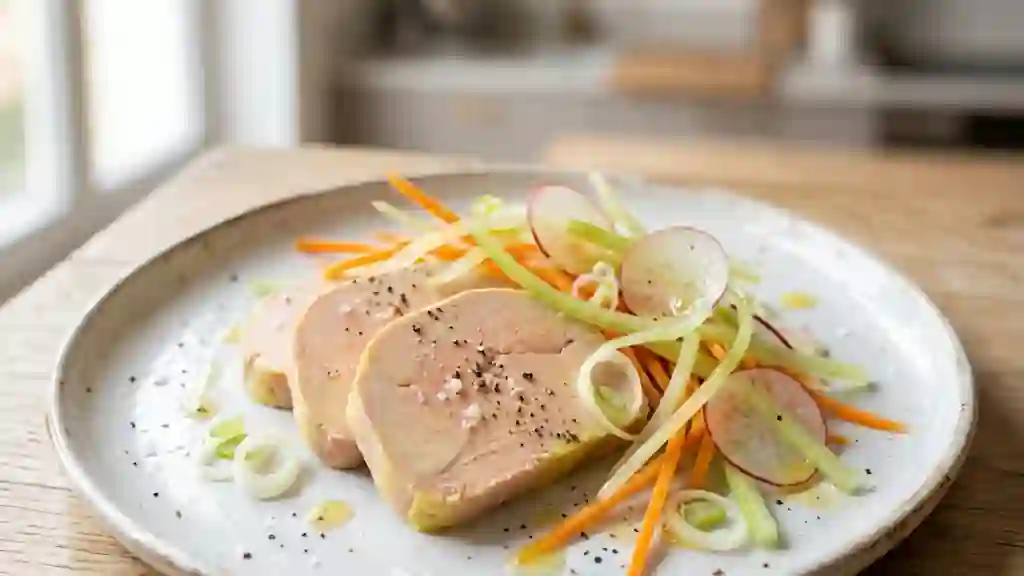 Carpaccio de foie gras aux légumes croquants - Photo de présentation