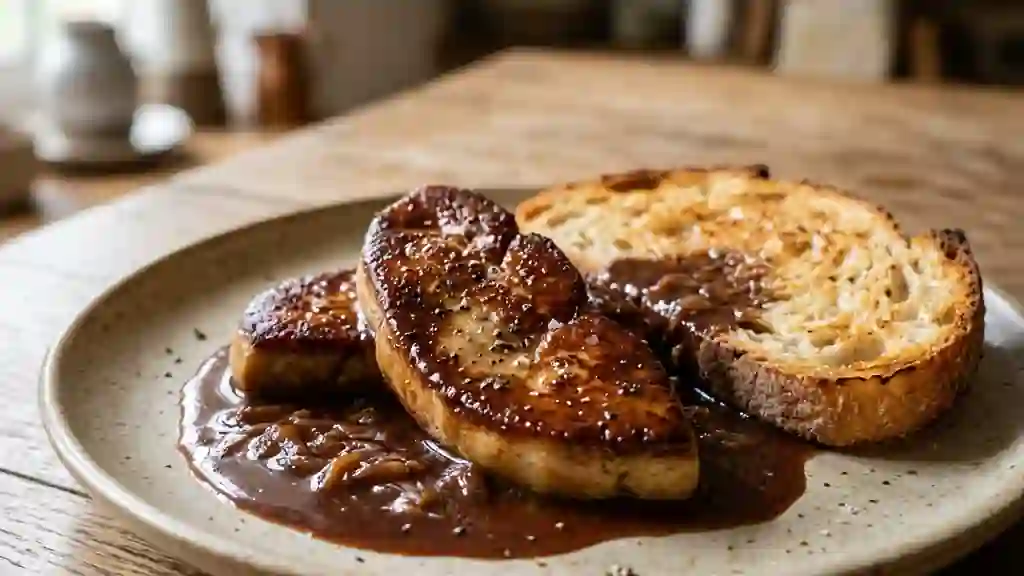 Foie gras poêlé et sa crème acidulée - Photo de présentation