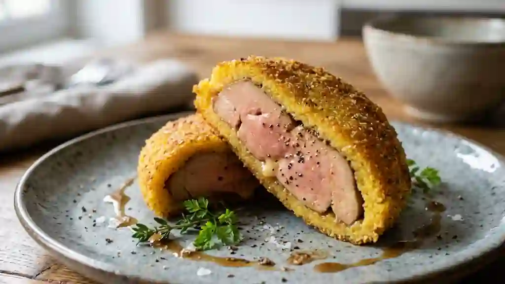 Foie gras fondant en croûte de polenta dorée - Photo de présentation