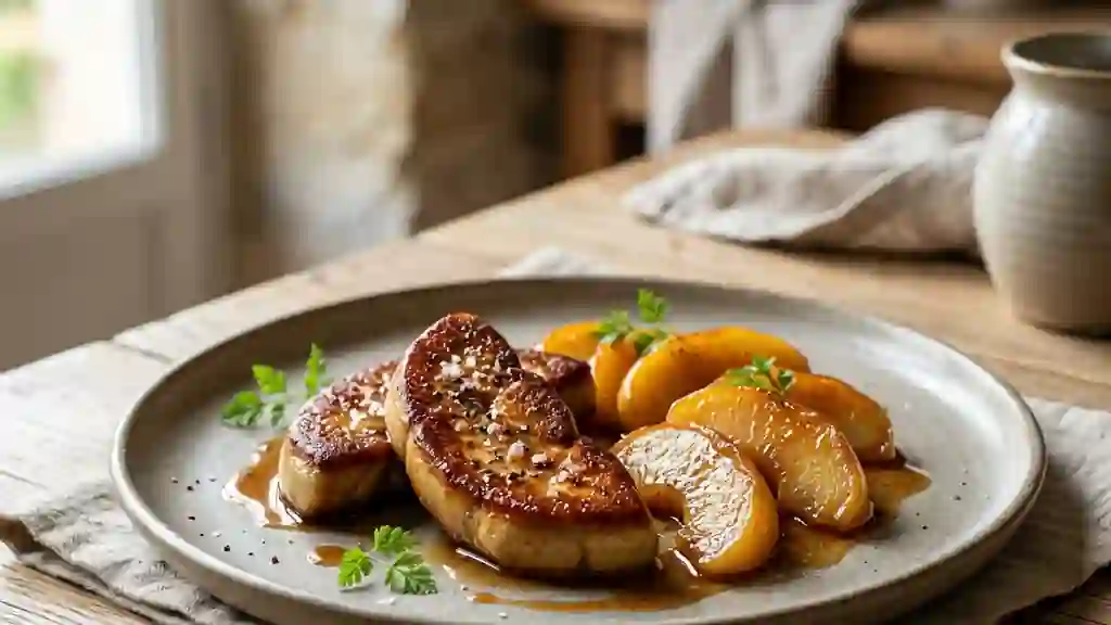 Escalopes de foie gras caramélisées à l'armagnac - Photo de présentation