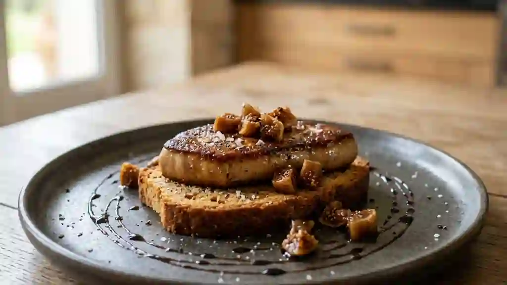 Foie gras poêlé sur pain d'épices croustillant - Photo de présentation