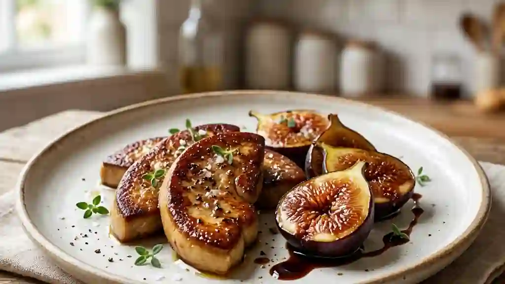 Foie gras poêlé, figues fondantes et balsamique - Photo de présentation