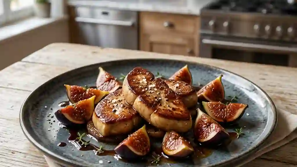 Foie gras poêlé et figues caramélisées - Photo de présentation