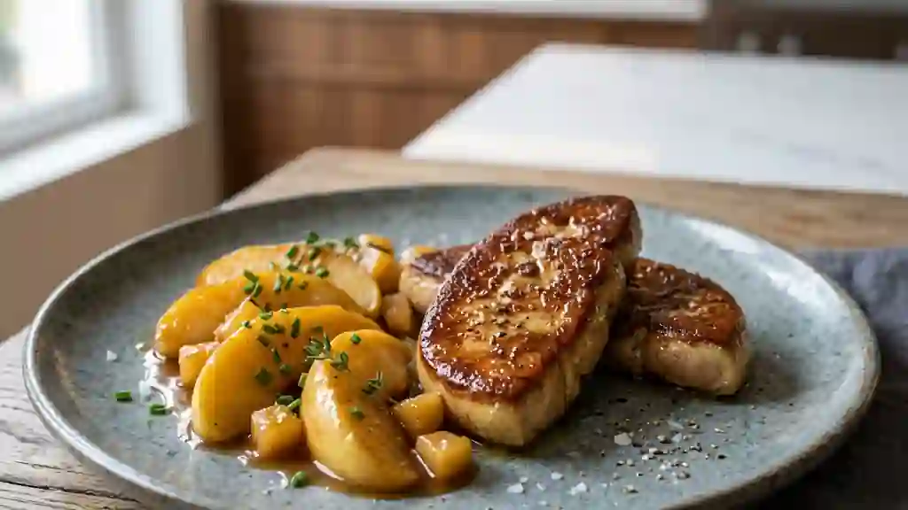 Foie gras croustillant et pommes caramélisées - Photo de présentation