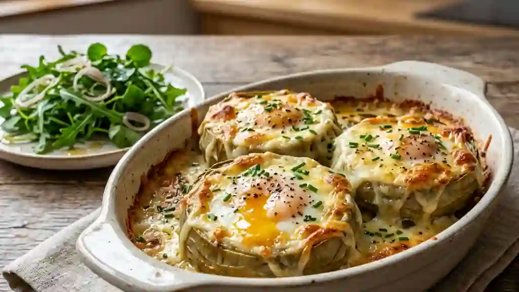 Fonds d'artichaut gratinés et cœur coulant - Photo de présentation