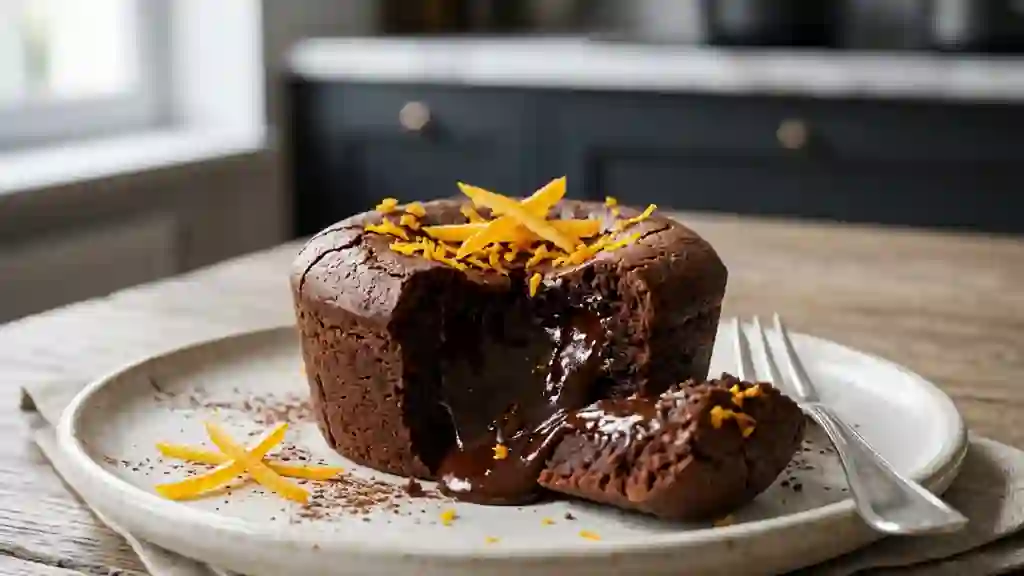 Fondant intense chocolat noir et zestes d'orange - Photo de présentation