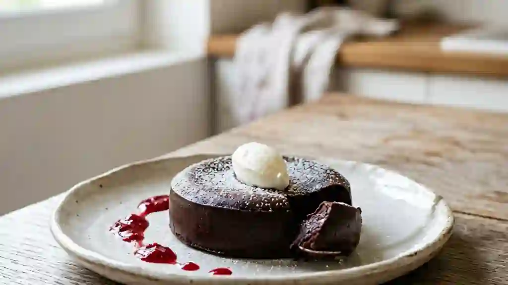 Fondant intense au chocolat glacé - Photo de présentation