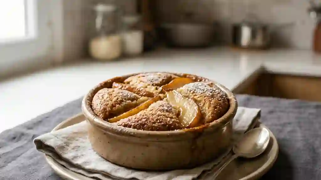 Fondant aux poires caramélisées et amande - Photo de présentation