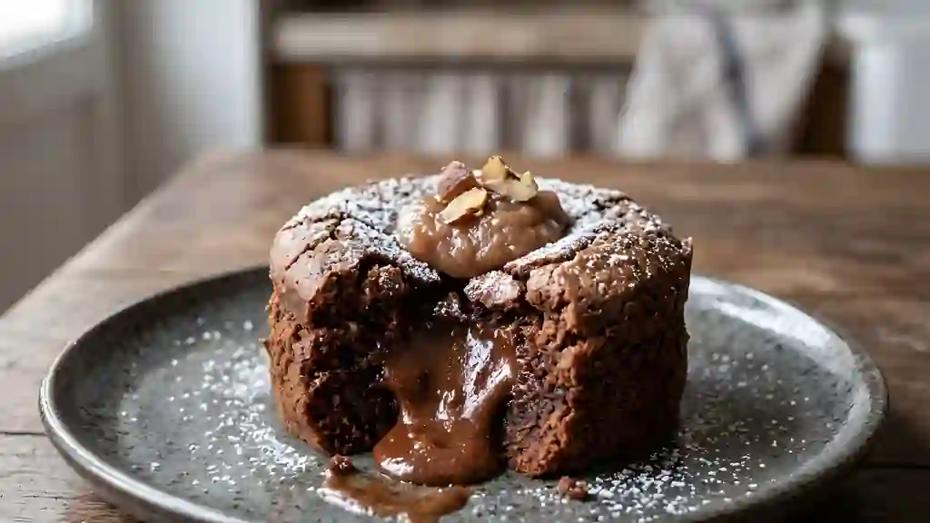 Fondant intense chocolat et crème de marron - Photo de présentation