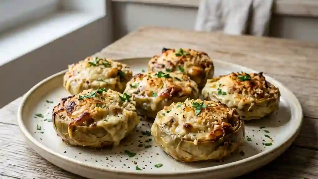 Artichauts fondants sous croûte aillée - Photo de présentation