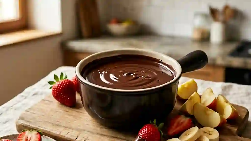Fondue au chocolat noir intense et veloutée - Photo de présentation