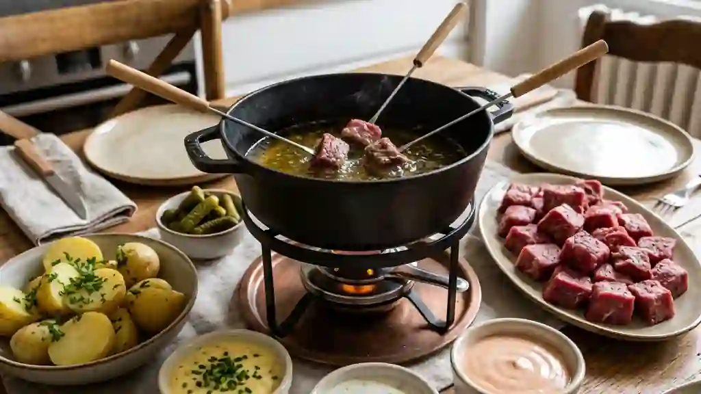 Fondue bourguignonne tendre et sauces onctueuses - Photo de présentation