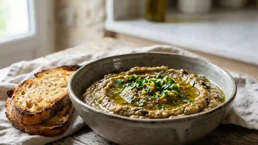 Aubergines fondues au four et ail frais - Photo de présentation