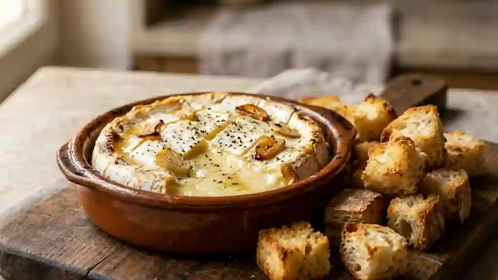 Camembert rôti à l'ail et au vin blanc - Photo de présentation