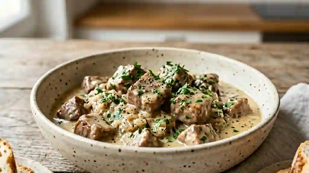 Veau fondant à la crème et vin blanc - Photo de présentation