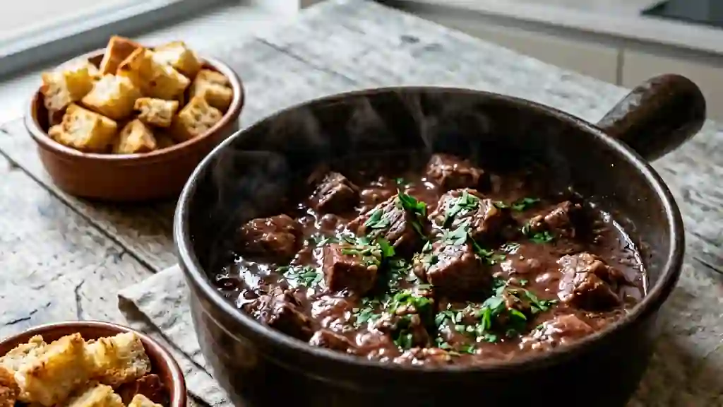 Fondue d'Agneau Fondante au Vin Rouge Corsé - Photo de présentation