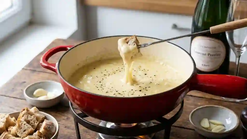 Fondue savoyarde au Champagne ultra-crémeuse - Photo de présentation