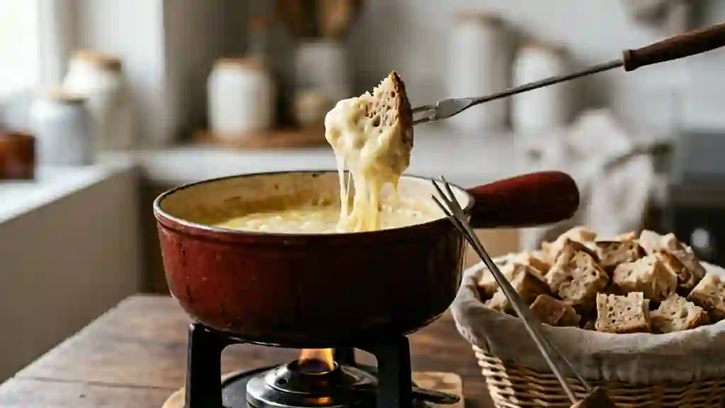 Fondue Savoyarde crémeuse aux trois fromages - Photo de présentation