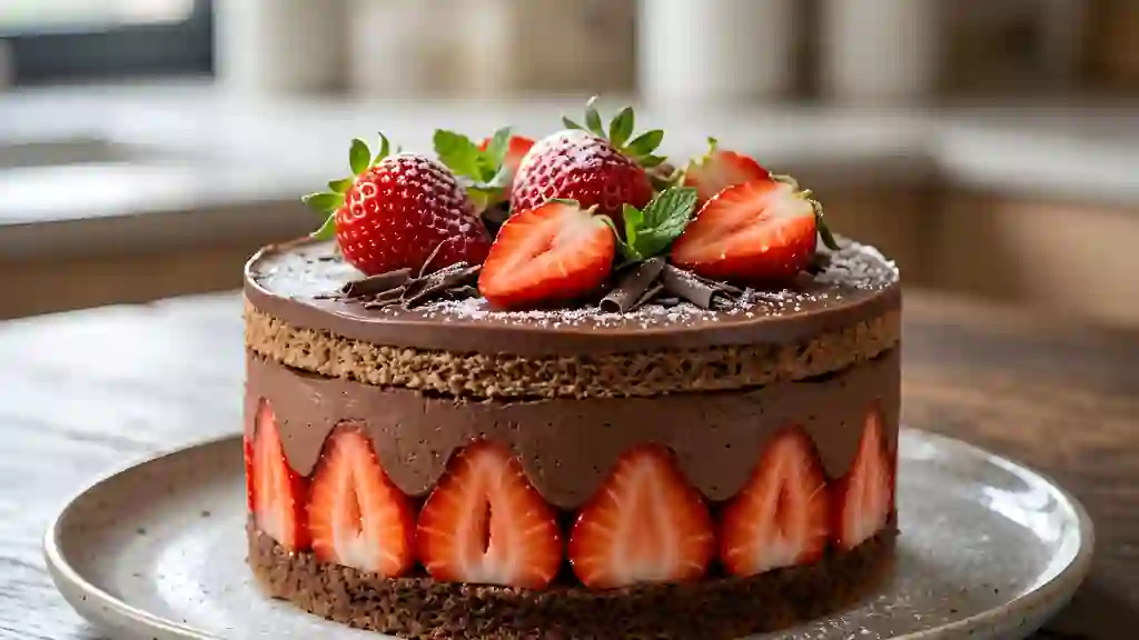Fraisier fondant au chocolat noir - Photo de présentation