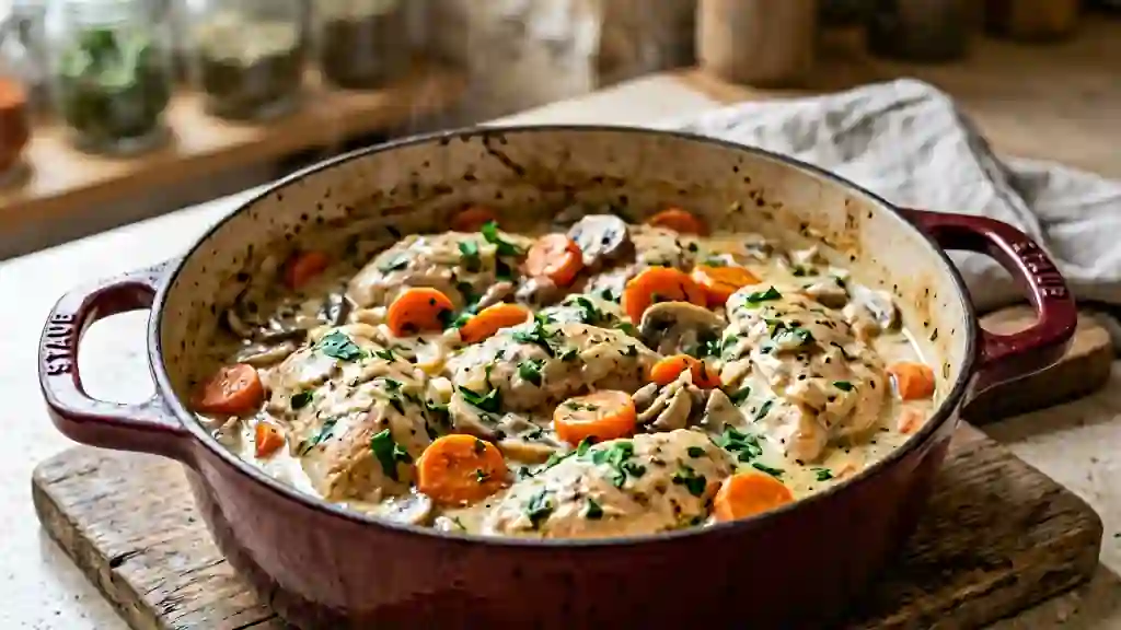 Fricassée de Poulet Crémeuse aux Champignons - Photo de présentation