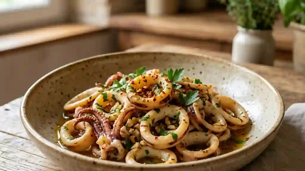 Calamars fondants à l'ail et piment d'Espelette - Photo de présentation