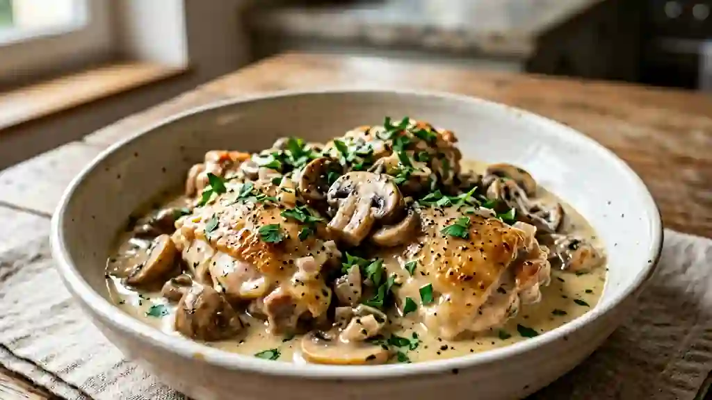 Fricassée de poulet crémeuse au vin blanc - Photo de présentation