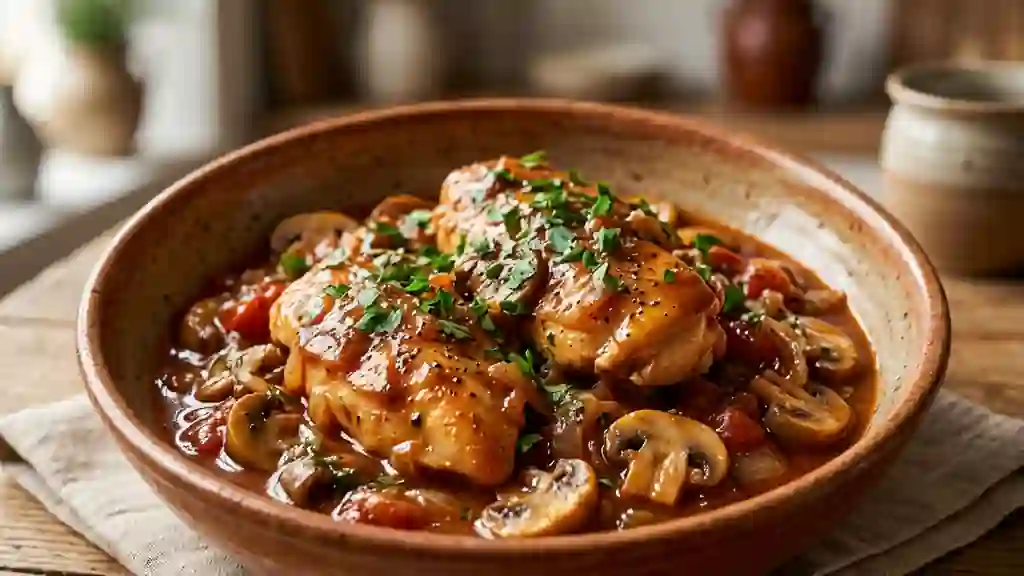 Poulet Marengo onctueux aux champignons - Photo de présentation