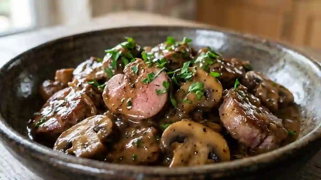Fricassée de rognons au Madère et champignons - Photo de présentation