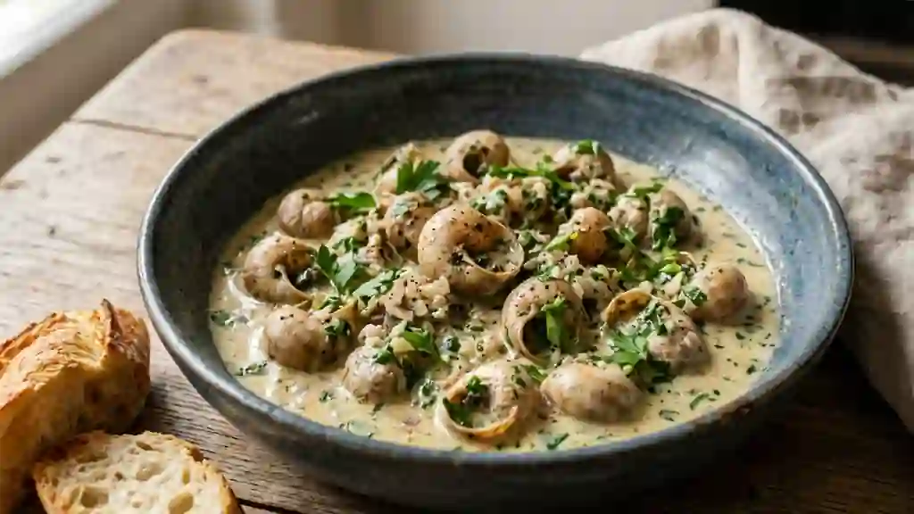 Fricassée d'escargots onctueuse ail et persil - Photo de présentation