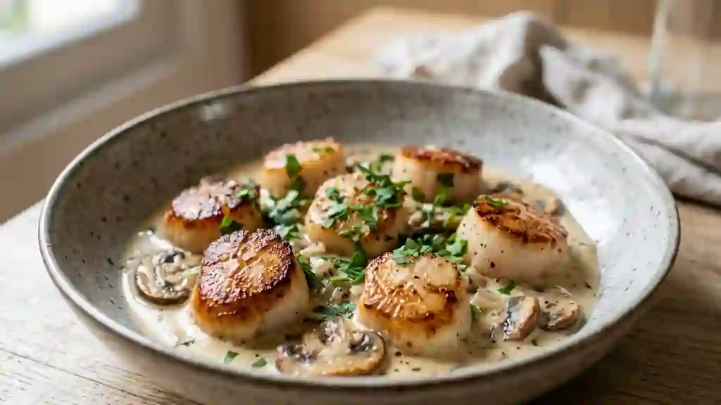 Saint-Jacques Fondantes aux Champignons et Crème - Photo de présentation