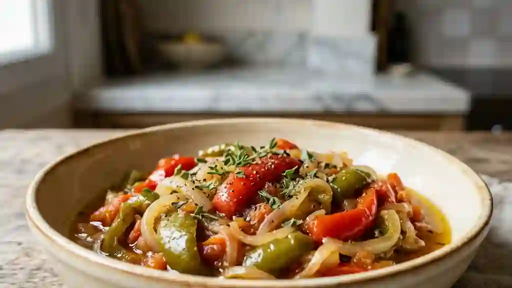 Frita fondante aux poivrons et tomates - Photo de présentation