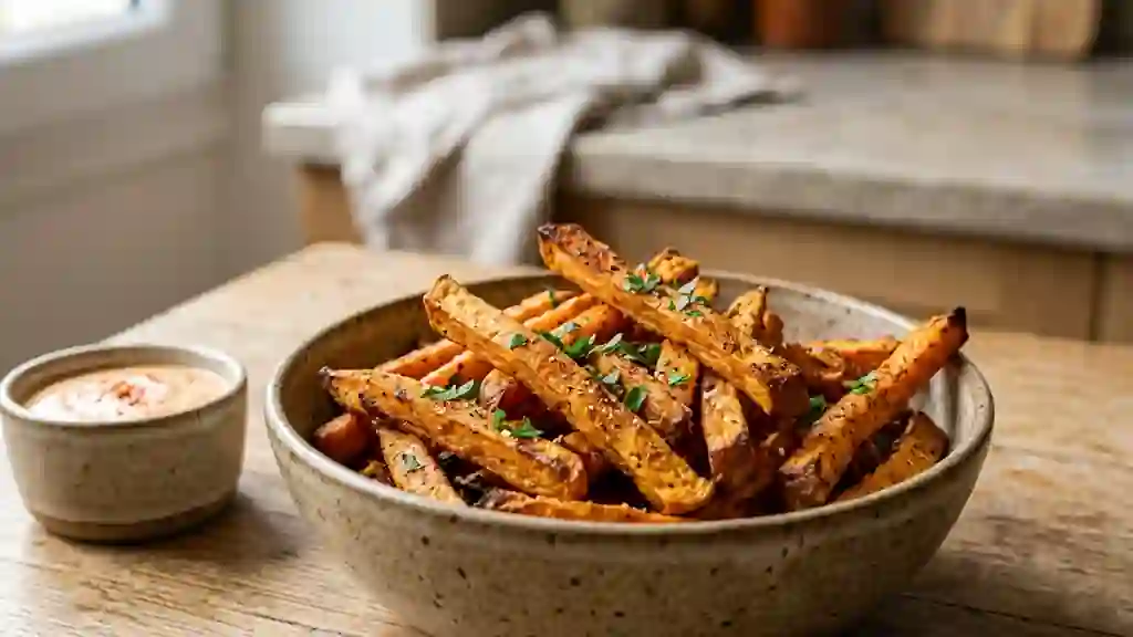 Frites de patate douce croustillantes au paprika - Photo de présentation